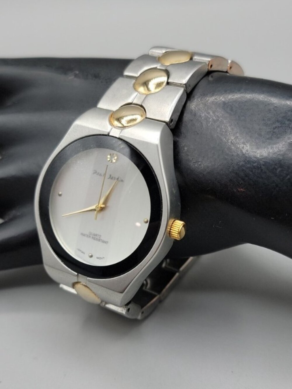 Vintage Paul Jardin Diamond Two Tone Quartz Watch 40mm 8" Brushed Silver Tone - Picture 4 of 11